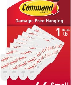 Command Indoor Small Replacement Strips. 64 Strips. Damage-Free Wall Hanging. Re-Hang Small Hooks for Home and Wall Decor. Holds up to 1 lb. White Adhesive