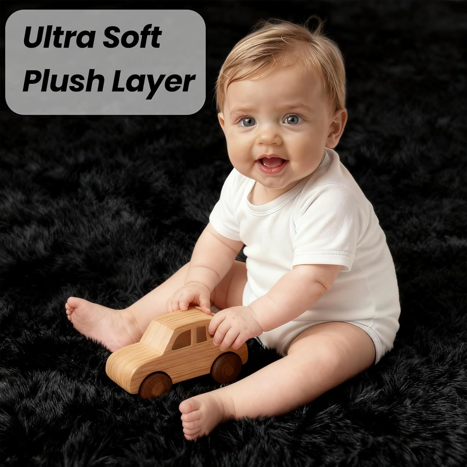 6x9 Area Rug for Living Room. Ultra Soft Fluffy Shag Rugs for Bedroom. Non-Slip Large Fuzzy Plush Rug Indoor Floor Carpet for Nursery Kids Office Dorm Modern Decor. Black - Image 8