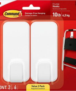 Command 10 lb XL Heavyweight Hook. 2 Wall Hooks and 6 Strips. Damage-Free Hanging with Adhesive. Heavy Duty Hanging Great for Organization and Storage