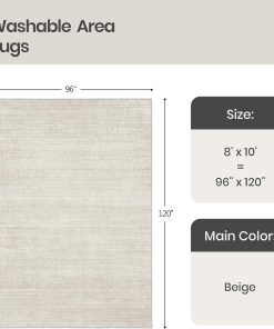 Alternative view of Valenrug Washable Rugs 8x10 - Stain Resistant 8x10 Area Rugs for Living Room. Non Slip Backing Printed Large Area Rugs for Bedroom. Folable Machine Washable Area Rug (8'x10'. Beige)