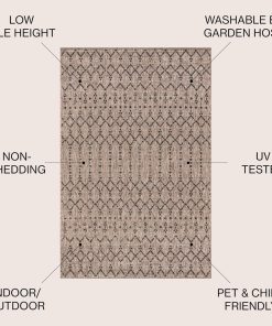 Alternative view of JONATHAN Y Moroccan Geometric Indoor Outdoor Area Rug 8X10 Natural/Black. Ourika Textured Weave for Backyard. Patio. Porch. Easy-Cleaning. High Traffic. Pet-Friendly. Non-Shedding (SMB108D-8)